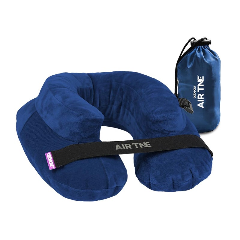 Cabeau Air TNE Inflatable Travel Neck Pillow Lightweight Inflatable Core, Customized Fit, Adjustable Chin Strap, with Compact Carrying Case for Comfort On-The-Go (Royal Blue) - Image 1
