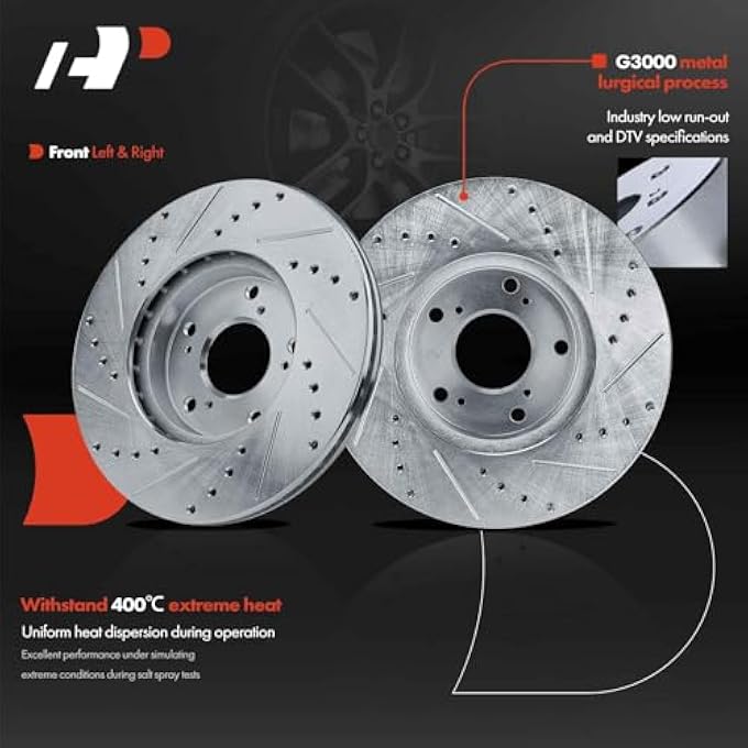 rayihni 1110 Inch 282Mm Front Drilled And Slotted Disc Brake Rotors Compatible With Select Honda And Acura Models  CrV 20022004 Civic 2006201120132018 Accord CrZ Element Csx Ilx - Image 4