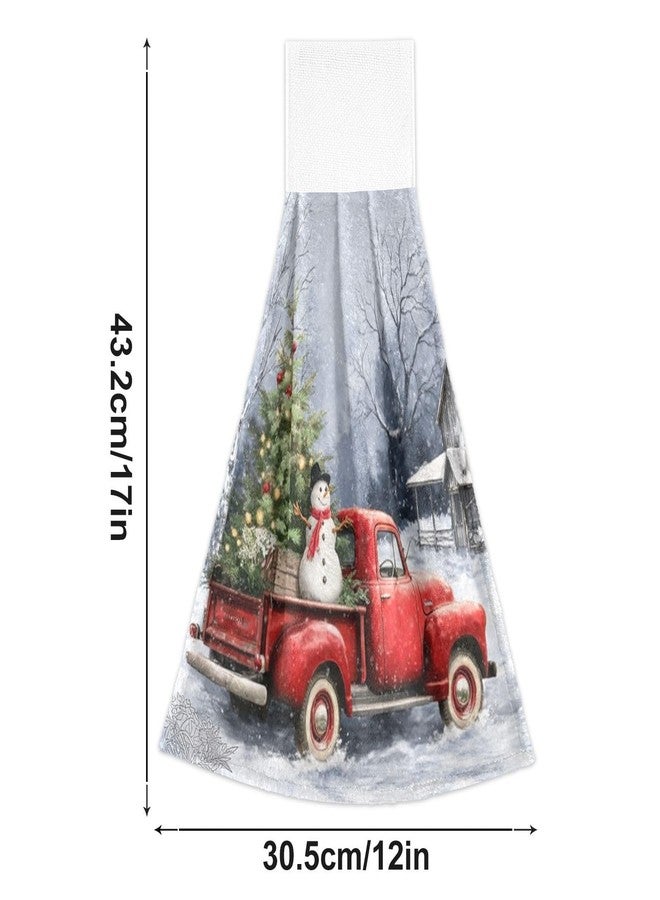 Boccsty Winter Red Truck Hanging Hand Towels 2 Pieces Snowflake Christmas Tree Kitchen Towel for Farmhouse Housewarming Tabletop Home - Image 3