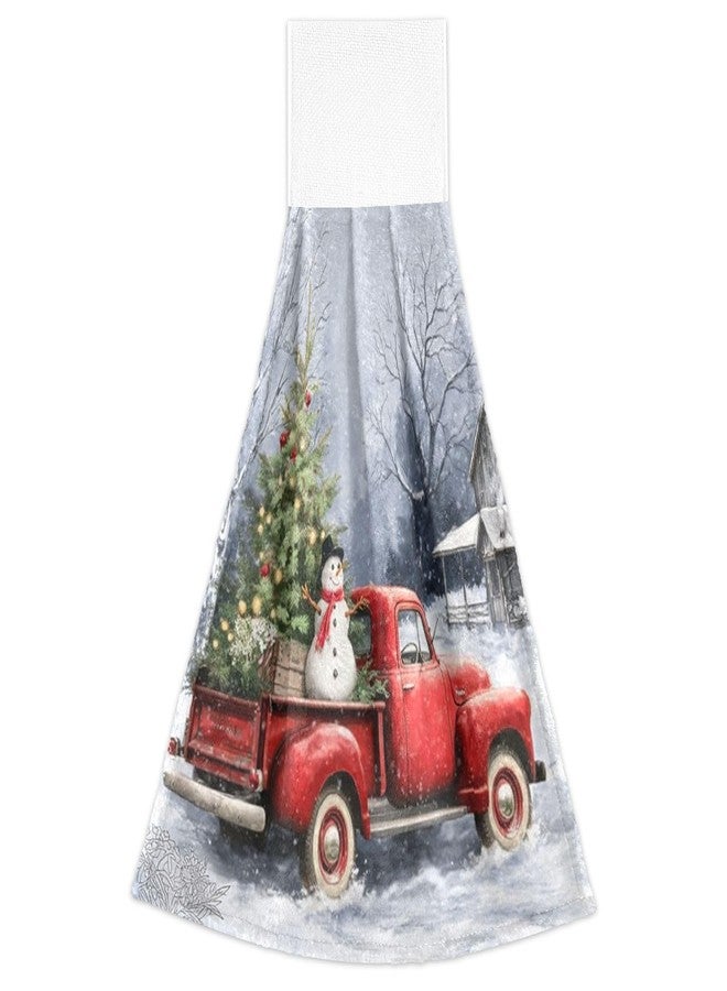 Boccsty Winter Red Truck Hanging Hand Towels 2 Pieces Snowflake Christmas Tree Kitchen Towel for Farmhouse Housewarming Tabletop Home - Image 2