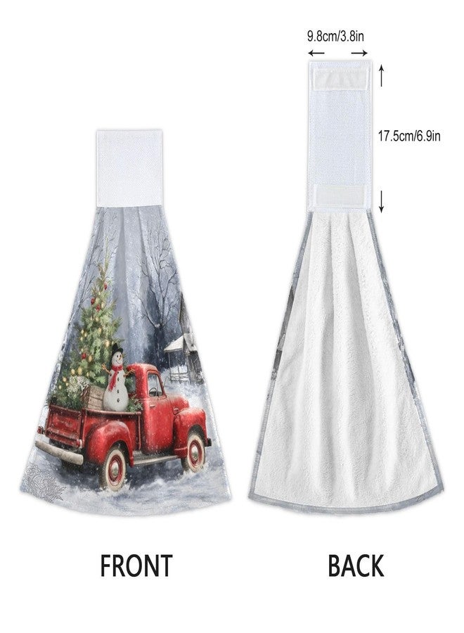 Boccsty Winter Red Truck Hanging Hand Towels 2 Pieces Snowflake Christmas Tree Kitchen Towel for Farmhouse Housewarming Tabletop Home - Image 4