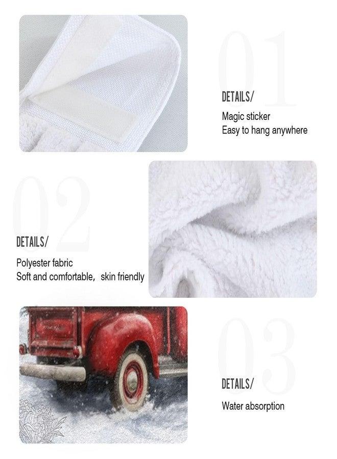 Boccsty Winter Red Truck Hanging Hand Towels 2 Pieces Snowflake Christmas Tree Kitchen Towel for Farmhouse Housewarming Tabletop Home - Image 5