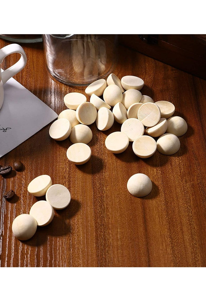 SOLARAE خرز خشبي نصف، 100 قطعة كرة خشبية مقسومة غير مكتملة كرات خشبية نصفية طبيعية للزينة لمشاريع DIY، 20 مم - Image 1