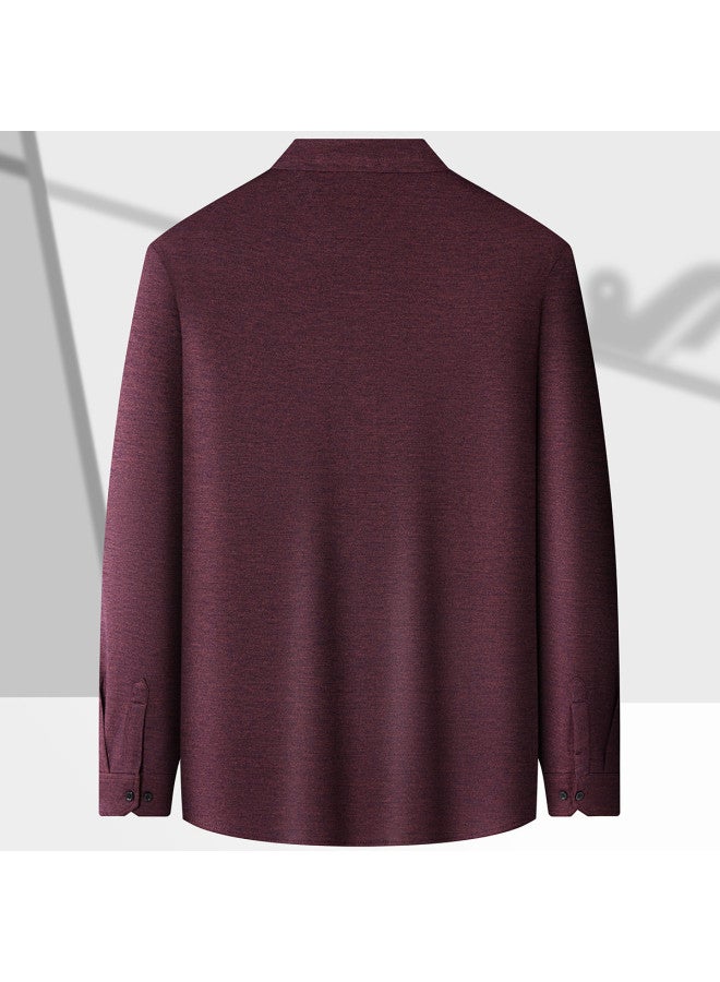 Fapai Men's Shirt Fashion Casual Solid Color Long Sleeve Shirt Men - Image 5