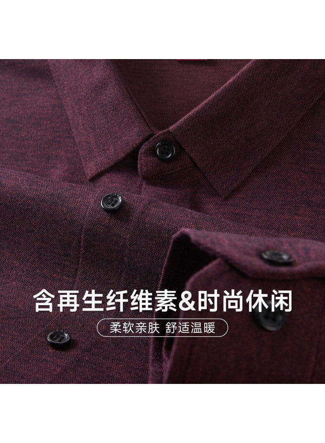 Fapai Men's Shirt Fashion Casual Solid Color Long Sleeve Shirt Men - Image 2