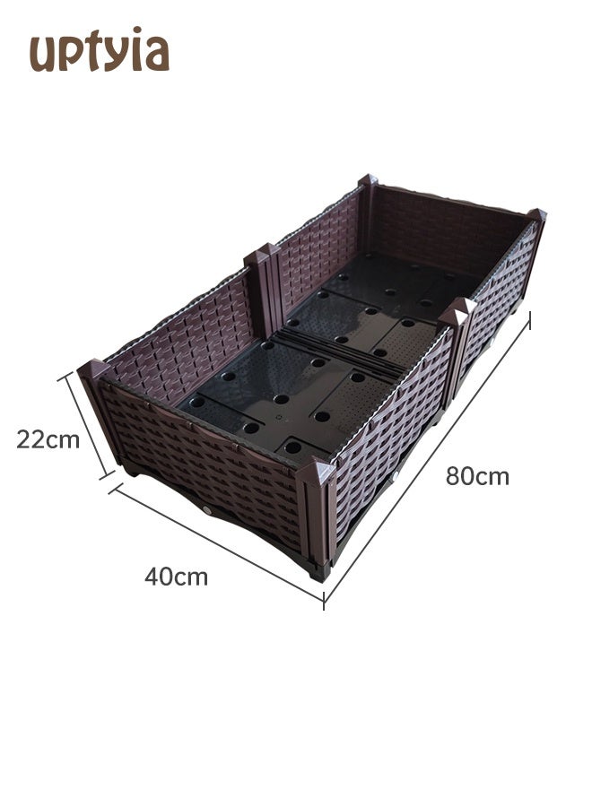 Uptyia Rectangular Raised Garden Bed Kit Indoor Outdoor Plastic Planter Grow Box for Fresh Vegetables, Herbs, Flowers & Succulents - Image 4