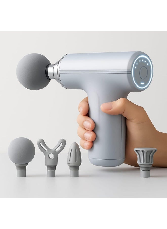 جهاز تدليك عضلات محمول 6 سرعات مع 4 رؤوس سيليكون – شحن Type‑C وصوت منخفض - Image 1