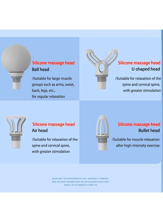 جهاز تدليك عضلات محمول 6 سرعات مع 4 رؤوس سيليكون – شحن Type‑C وصوت منخفض - Image 4