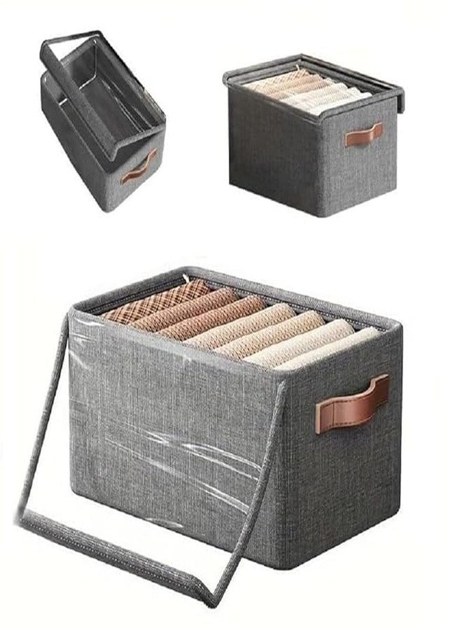 Brelixa 26L Foldable Canvas Storage Bag with Lid | Large Cloth Organizer Box | Multipurpose Fabric Storage Basket for Clothes, Toys, Linen, Travel & Home Use(1 Pcs) - Image 2