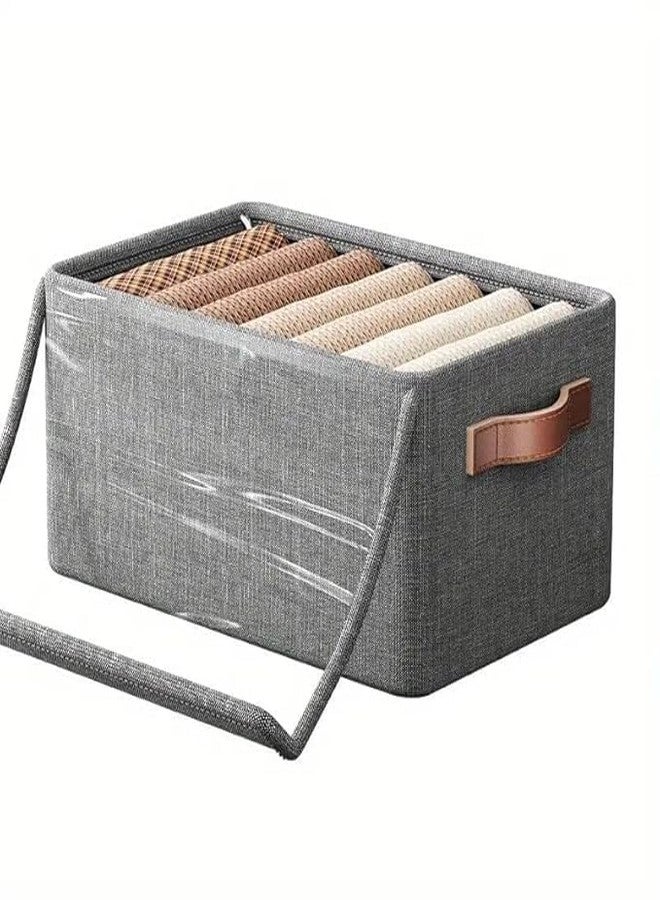 Brelixa 26L Foldable Canvas Storage Bag with Lid | Large Cloth Organizer Box | Multipurpose Fabric Storage Basket for Clothes, Toys, Linen, Travel & Home Use(1 Pcs) - Image 1
