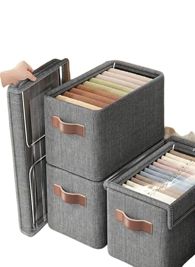 Brelixa 26L Foldable Canvas Storage Bag with Lid | Large Cloth Organizer Box | Multipurpose Fabric Storage Basket for Clothes, Toys, Linen, Travel & Home Use(1 Pcs) - Image 3