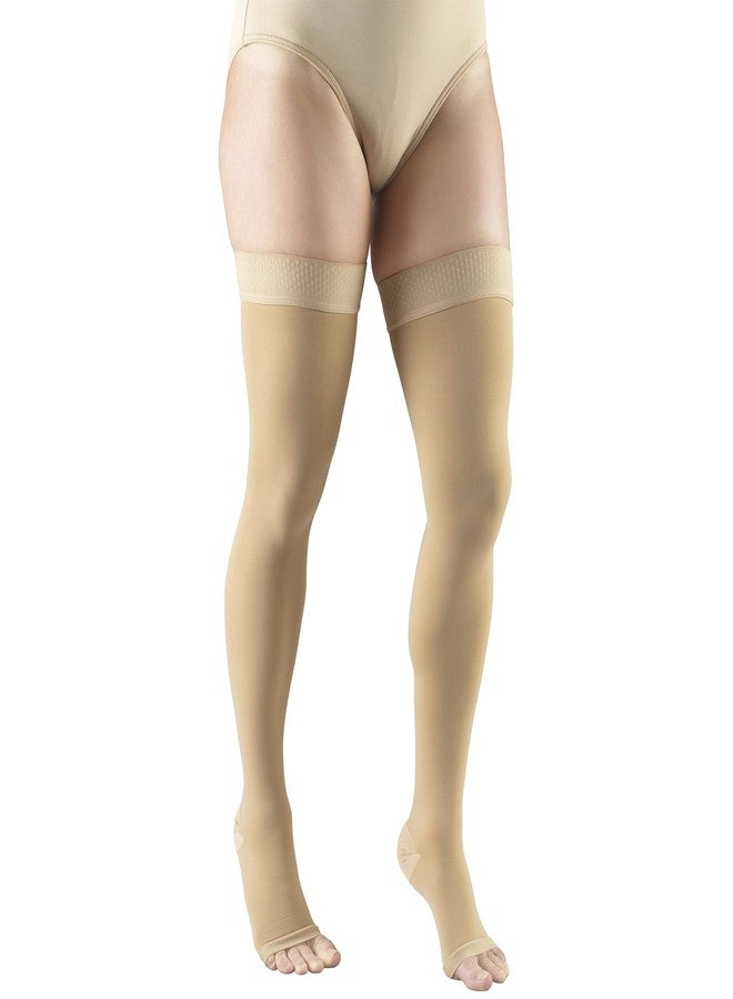Truform 15-20 mmHg Compression Stockings for Men and Women, Thigh High Length, Dot Top, Open Toe, Medium - Image 2