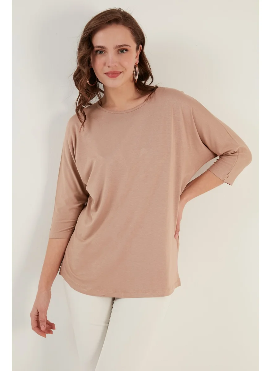 Lela Crew Neck Three Quarter Sleeve Blouse Women's Blouse 5861416Y