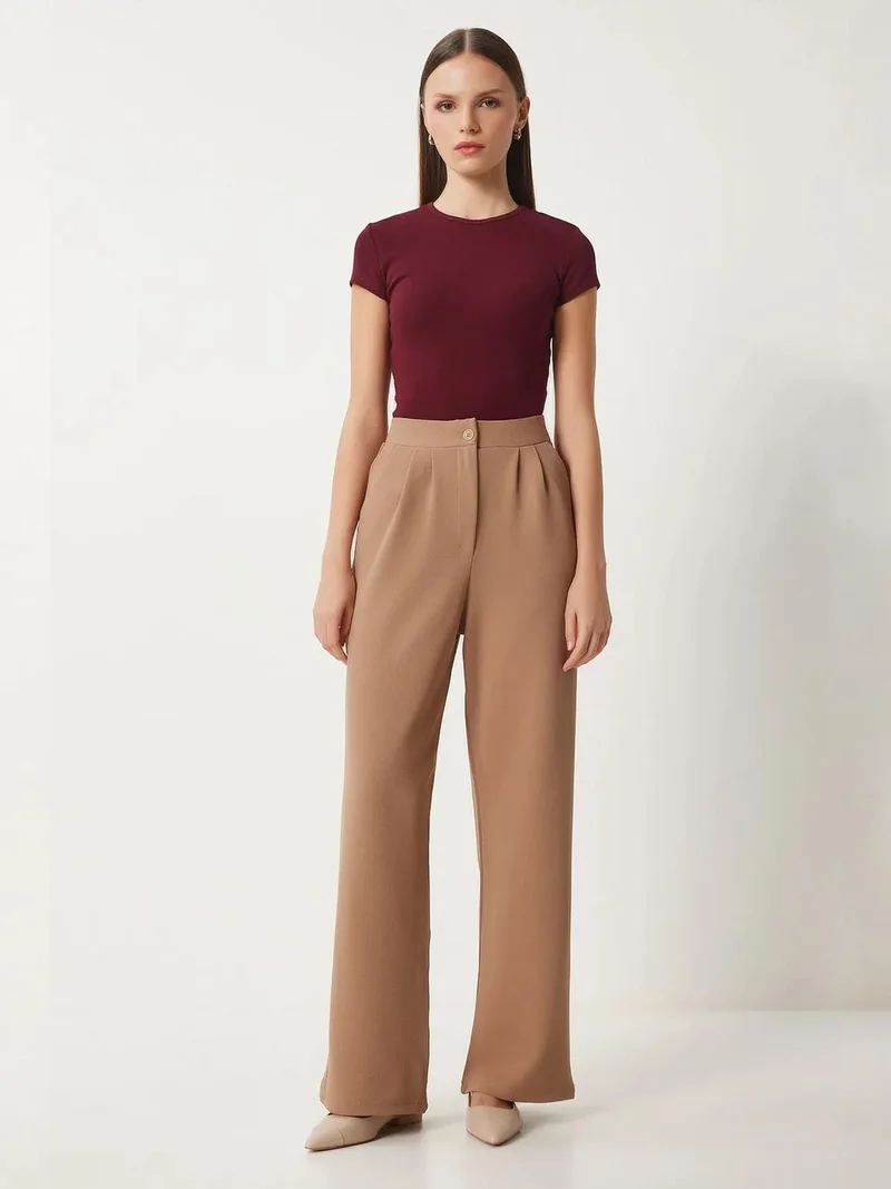 Lovely Istanbul ISTANBUL High Waist Pleated Wide Leg Pants