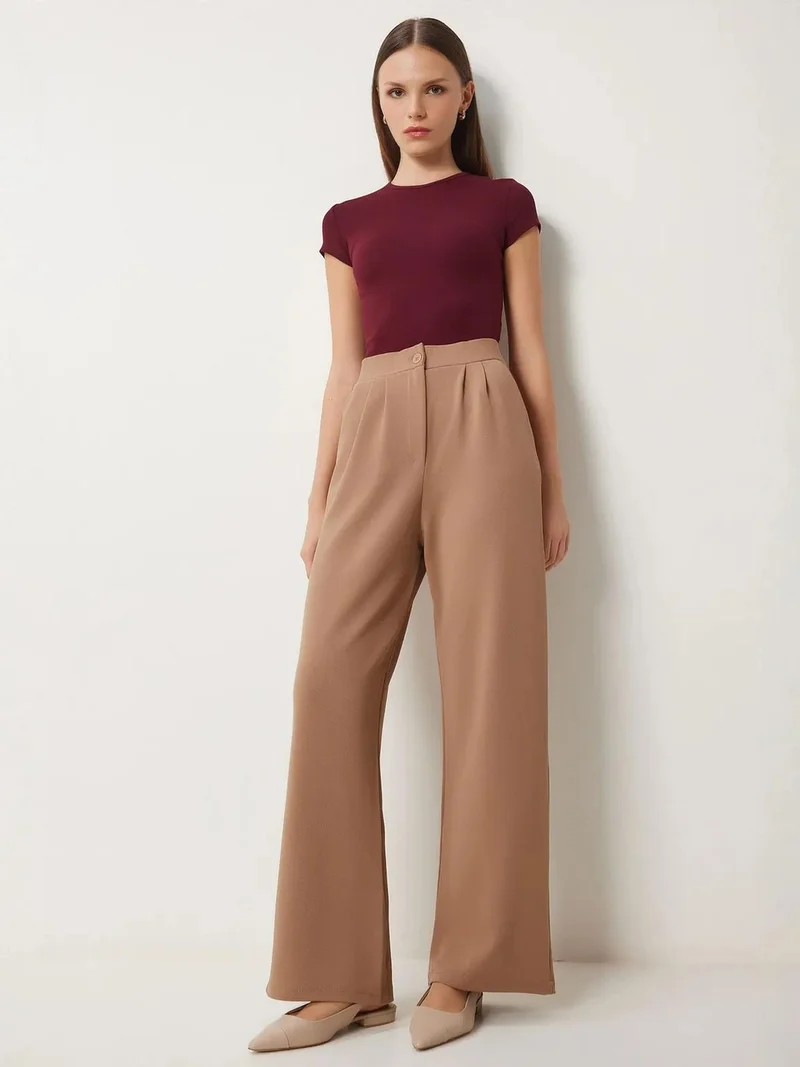 Lovely Istanbul ISTANBUL High Waist Pleated Wide Leg Pants