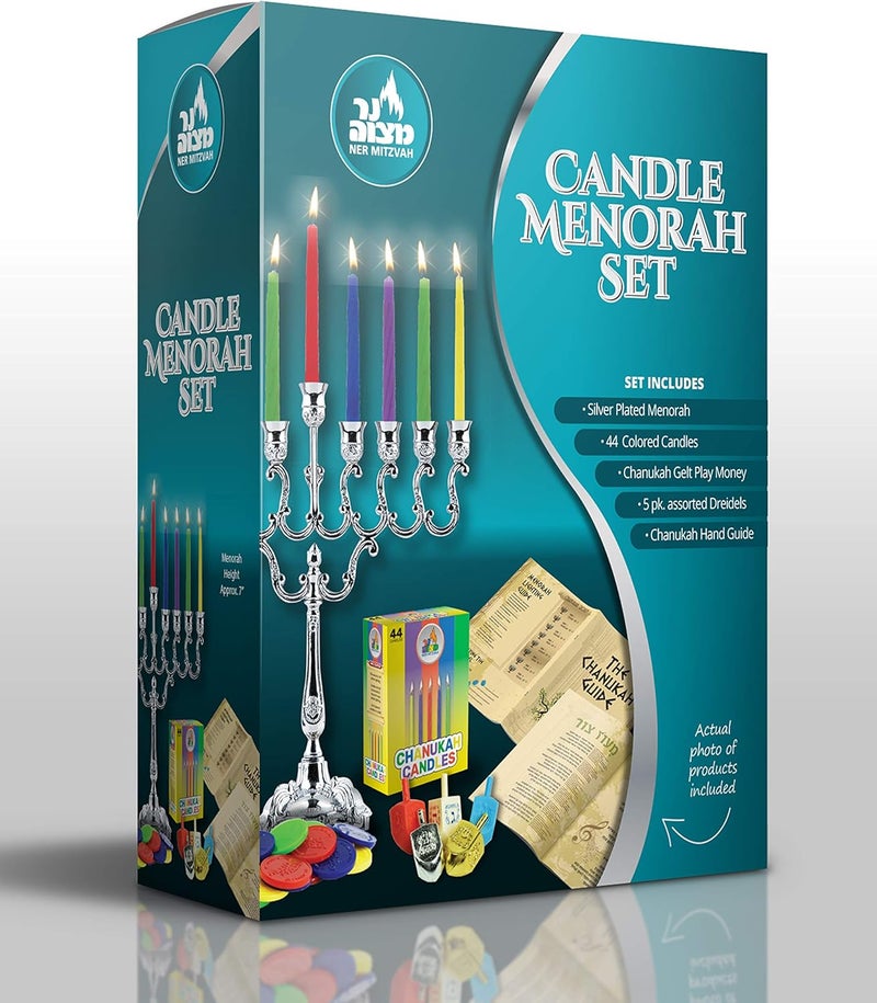Ner Mitzvah شموع حانوكا ومجموعة دريديل، دليل حانوكا مجموعة كاملة - معدني، النسخة القياسية - Image 2