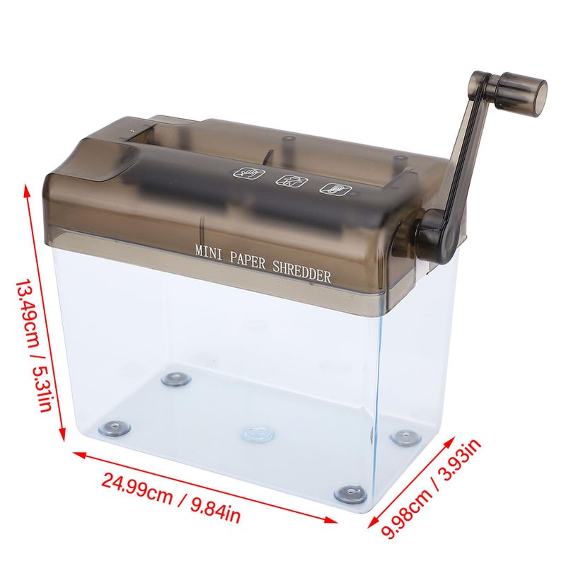 Mini Manual Paper Shredder Hand Crank Document Cutting Tool 123mm Inlet - Image 4