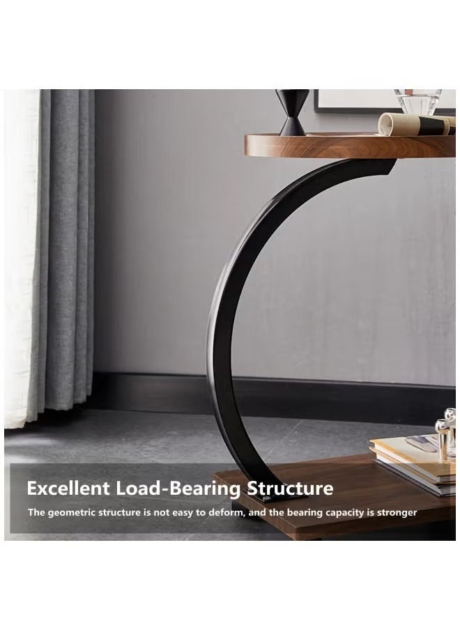 Coffee Table,Round Sofa Side Table,Double Layer C Shaped side table on wheels,coffee table for living room sofa,Suitable for study, living room, bedroom