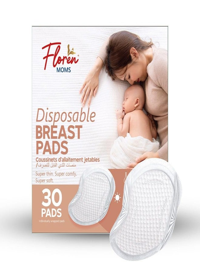 Floren Disposable Nursing Breast Pads 30Pcs | Maternity Pads | Ultra Thin with Complete Coverage | Super Absorbent | Breathable | Discreet | Individually Packed for Moms | - Image 1