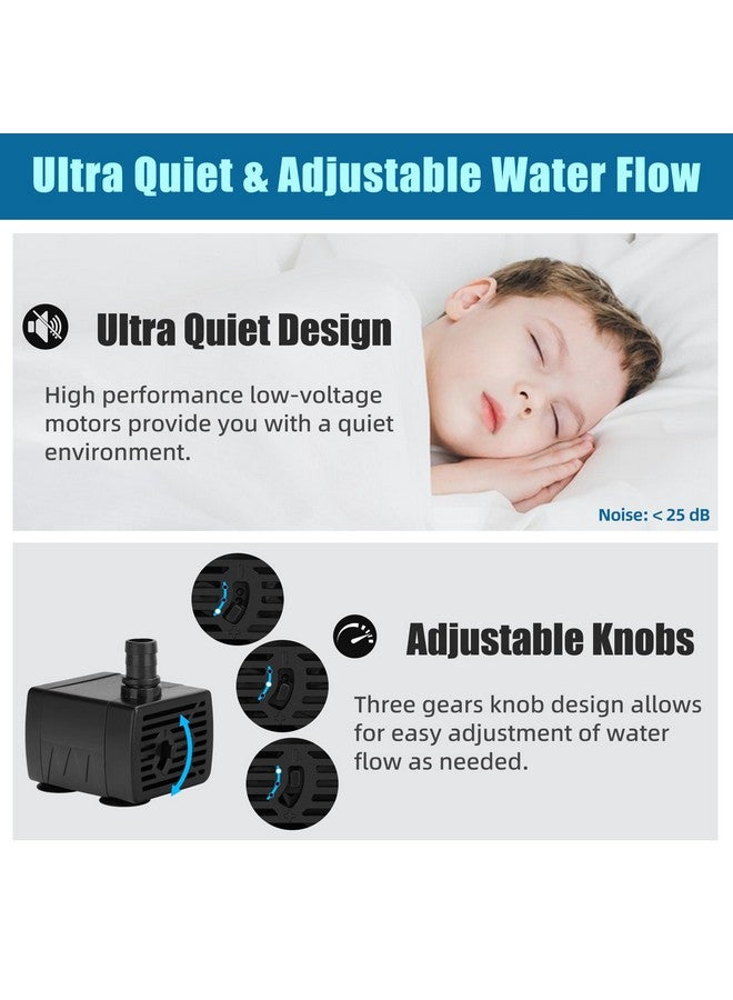 داتو مضخة مياه داتو DC 5V USB لحوض السمك مضخة مياه غاطسة صغيرة 3 وات مع أنابيب ووظيفة تعديل التدفق مضخة نافورة صغيرة لنافورة الحيوانات الأليفة وحوض السمك والزراعة المائية ونافورة سطح المكتب 190 لتر/ساعة - Image 2