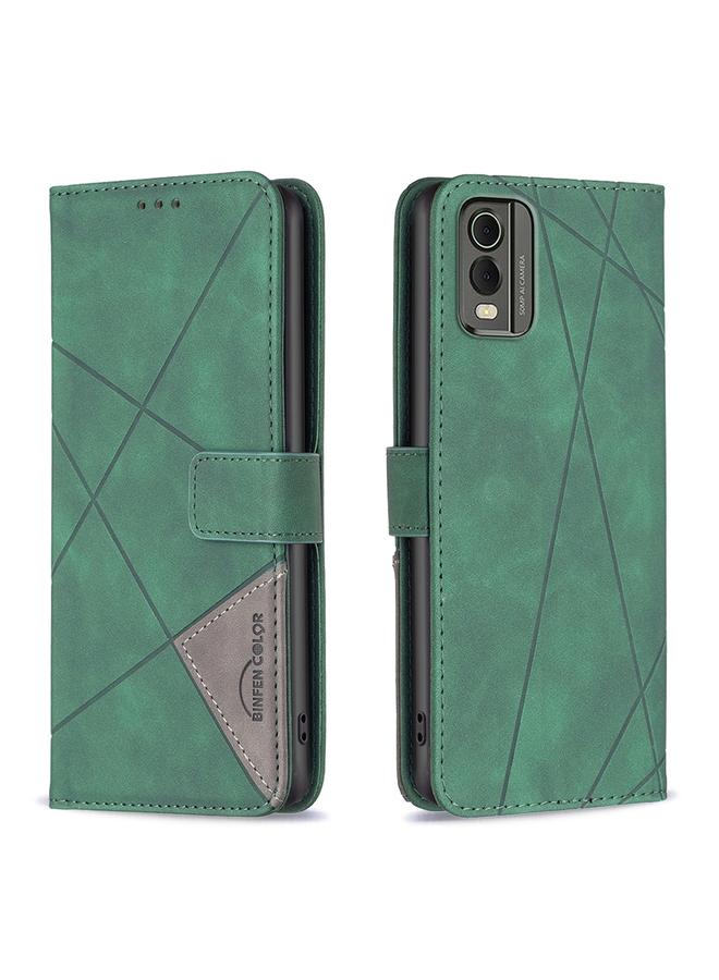 اس-توب جراب لهاتف Nokia C32 مصنوع من الجلد بتصميم معيني ومشبك مغناطيسي - Image 1