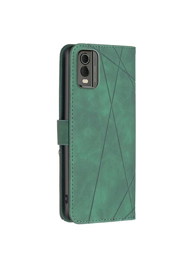 اس-توب جراب لهاتف Nokia C32 مصنوع من الجلد بتصميم معيني ومشبك مغناطيسي - Image 3