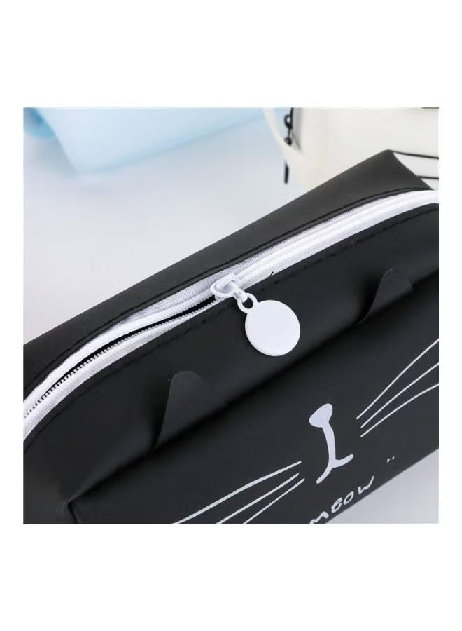 عام Kawaii Meow حالة قلم رصاص مطبوعة أسود ، حقيبة قلم رصاص تصميم القط رائعتين ، حقيبة قلم رصاص للطالب ، حقيبة تخزين مواد السيليكون ، حقيبة قلم رصاص صندوق قرطاسية لطيف ، مناسبة للطلاب من أي صف - Image 4