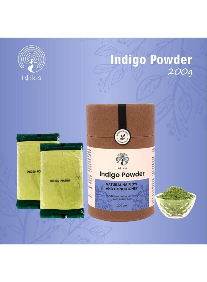 Idika Indigo Powder for Hair - Natural Hair Coloring for Grey Hair, 100% Bio Organic, Chemical-Free, Protects Hair from Damage, Ideal for Men & Women 200g - Image 4