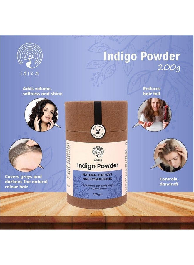 Idika Indigo Powder for Hair - Natural Hair Coloring for Grey Hair, 100% Bio Organic, Chemical-Free, Protects Hair from Damage, Ideal for Men & Women 200g - Image 5