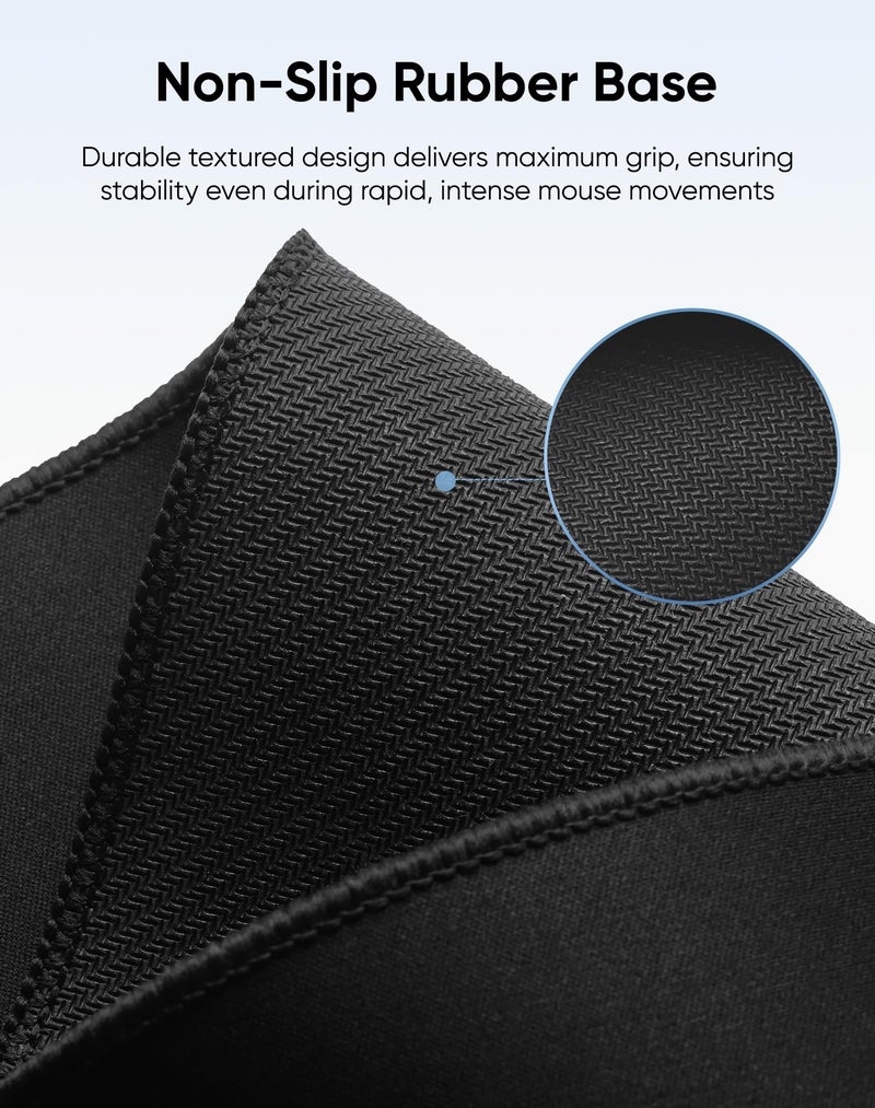 Reniteco Large Gaming Mouse Pad with Durable Stitched Edges, Non-Slip Rubber Base, Black Mousepad Mouse Mat Desk Pad for Home Office Gaming, 35.4''x15.7''x0.12'', Black - Image 5
