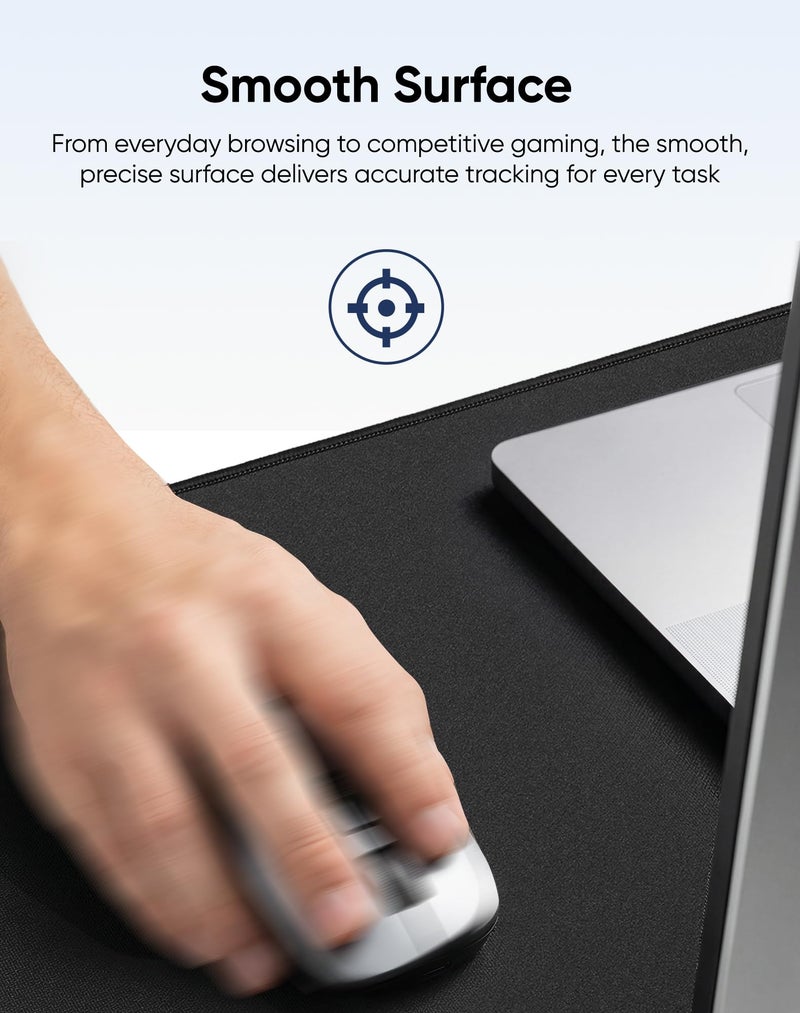 Reniteco Large Gaming Mouse Pad with Durable Stitched Edges, Non-Slip Rubber Base, Black Mousepad Mouse Mat Desk Pad for Home Office Gaming, 35.4''x15.7''x0.12'', Black - Image 3