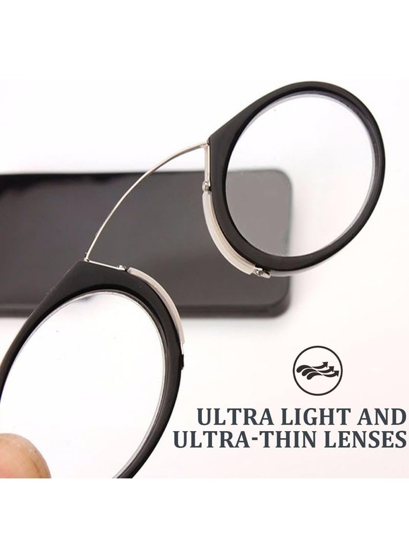 +2.50D,Unisex Reading Glasses Ultra Lightweight Mini Nose Clip Flexible Portable Non Slip Design with 3M Adhesive Card for Easy Carry Fits Men and Women - Image 2