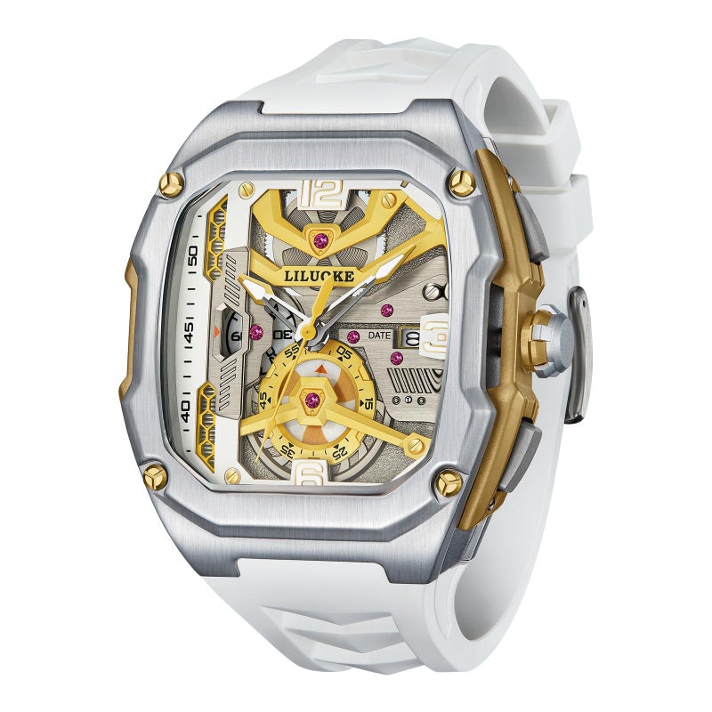 LILUOKE Mens Watches Wrist Watches Luminous Design Big Face Fashion Quartz Black Watch 30ATM Casual Watch for Men Unique Gifts for Men DTLK9018G02 - Image 2