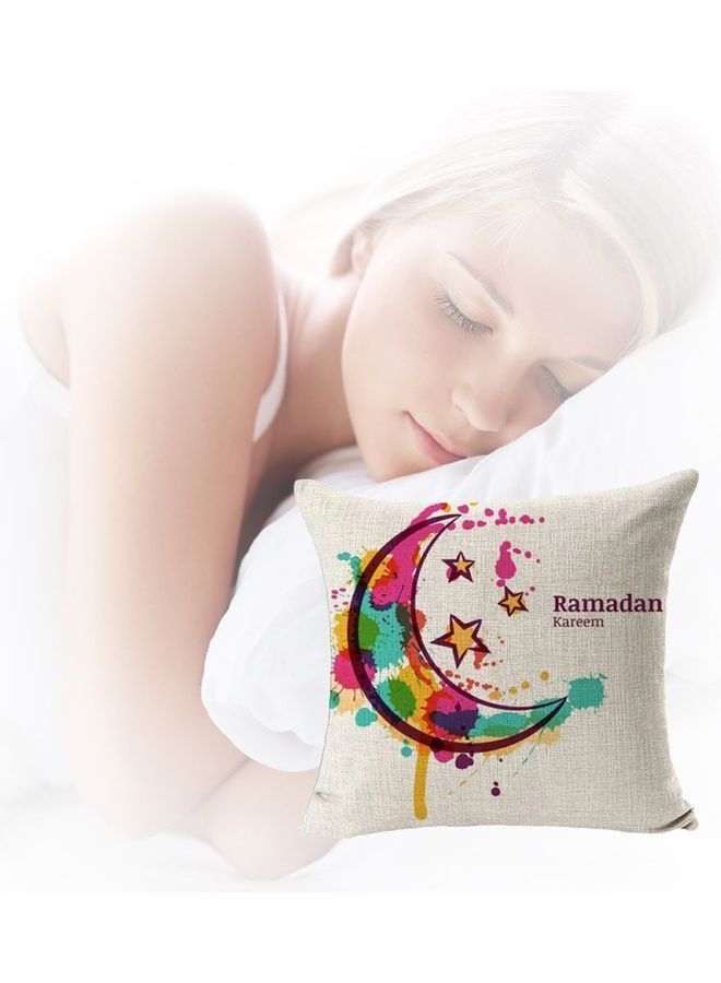 NIBEMINENT Printed Cushion Cover Off White/Pink/Yellow - Image 3