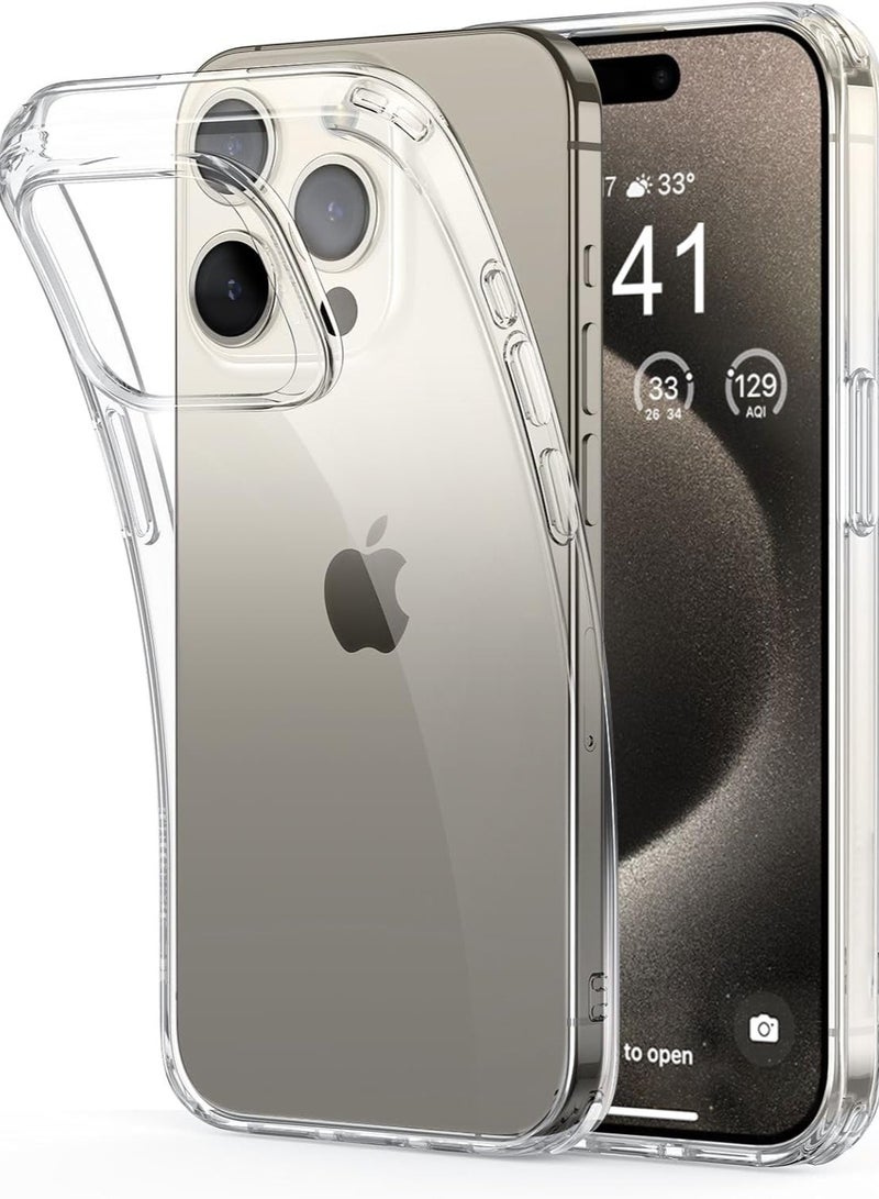 Case Cover Compatible with iPhone 15 Pro max, Hard Back Slim Shockproof Bumper Cover Anti-Scratch Crystal Clear Case - Image 1