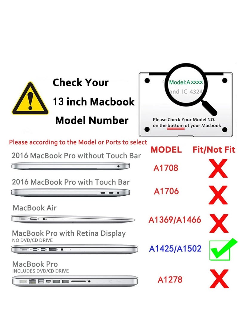 Older Version Case Smooth Hard Shell Slim Protective Case Compatible with MacBook Pro 13 Inch 2015-2012 Release Model A1502 A1425 w/Retina Display Rubberized Bottom Cover (Black) - Image 2