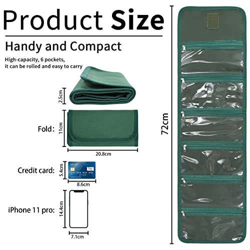 VOCHIC Money Pouch, Money Organizer for Cash with 6 Zippered Pockes, Cash Bill Organizer, Money Bag Small Travel Money Holder for Budgeting, Receipt and Tips(Green) - Image 3