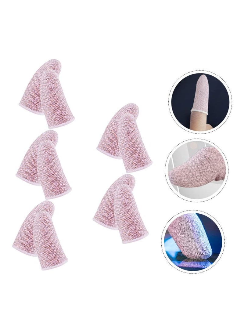 Thumb Sleeves Mobile Gaming Finger Covers 10pcs Game Finger Cot Finger Caps Gaming Sleeve Pink Carbon Fiber Profession Grip Gaming Finger Sleeve Touch Screen - Image 2