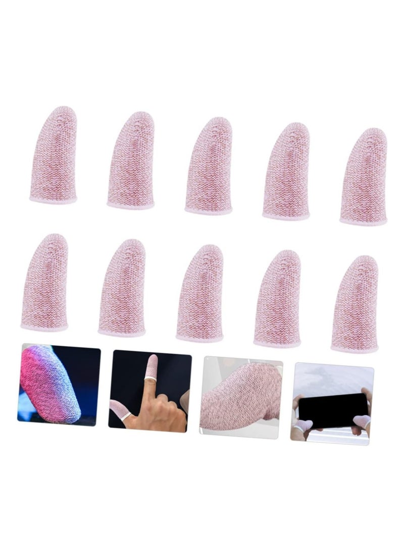 Thumb Sleeves Mobile Gaming Finger Covers 10pcs Game Finger Cot Finger Caps Gaming Sleeve Pink Carbon Fiber Profession Grip Gaming Finger Sleeve Touch Screen - Image 1