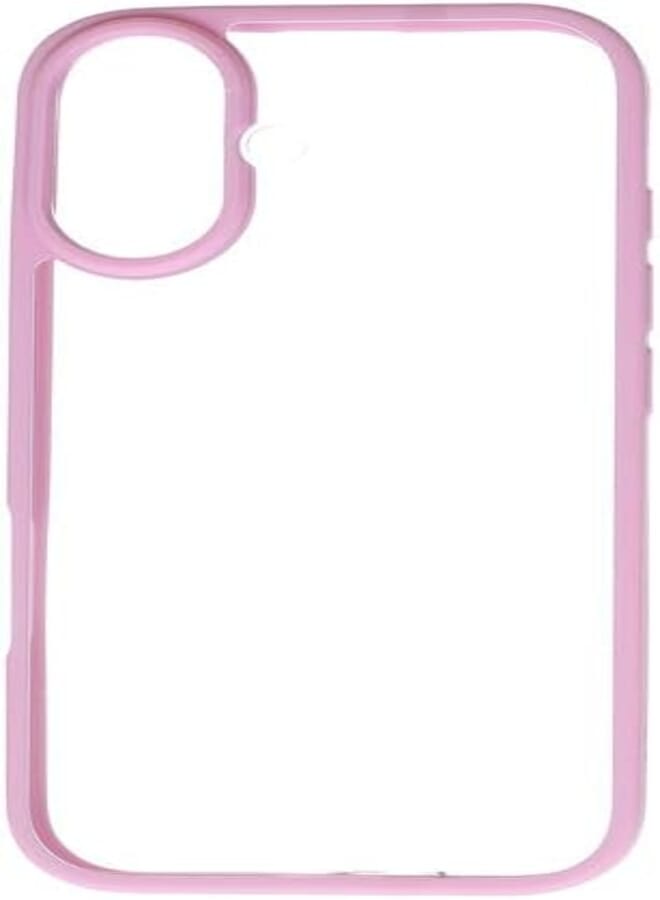Hard Silicone Back Phone Protection Transparent Cover With Colored Edges For iPhone 16 - Pink - CFSBAT2-680