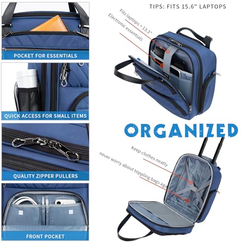 KROSER Carry On Underseat Multi-functional, 16-inch Underseater Lightweight Overnight Suitcase for Women, Haze Blue - Image 4