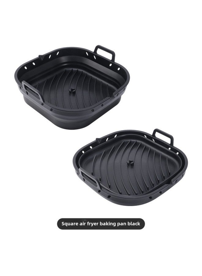 Microwave Oven Baking Silicone Baking Tray For Oven Light Wave Oven Air Fryer Barbecue Pot Special Cheese Baked Rice For One Person-Specifications:Square 8.5 Inch Baking Pan Black  - Image 1