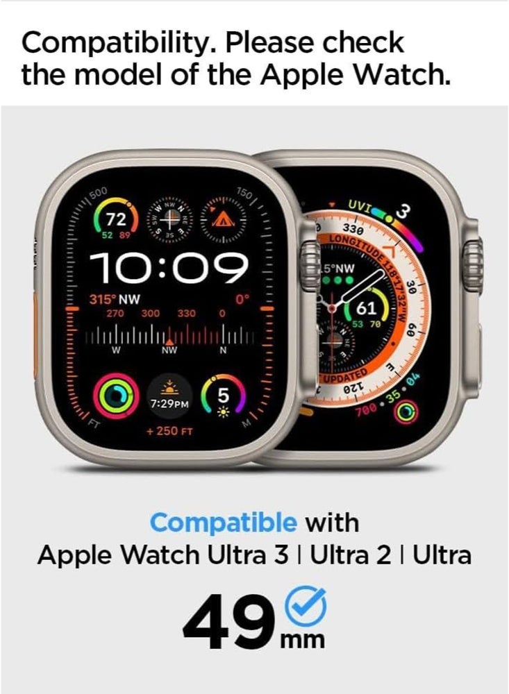Spigen حافظة رفيعة 360 لساعة Apple Watch Ultra (49 مم) مع واقي شاشة مدمج من الزجاج المقوى - أسود - Image 2