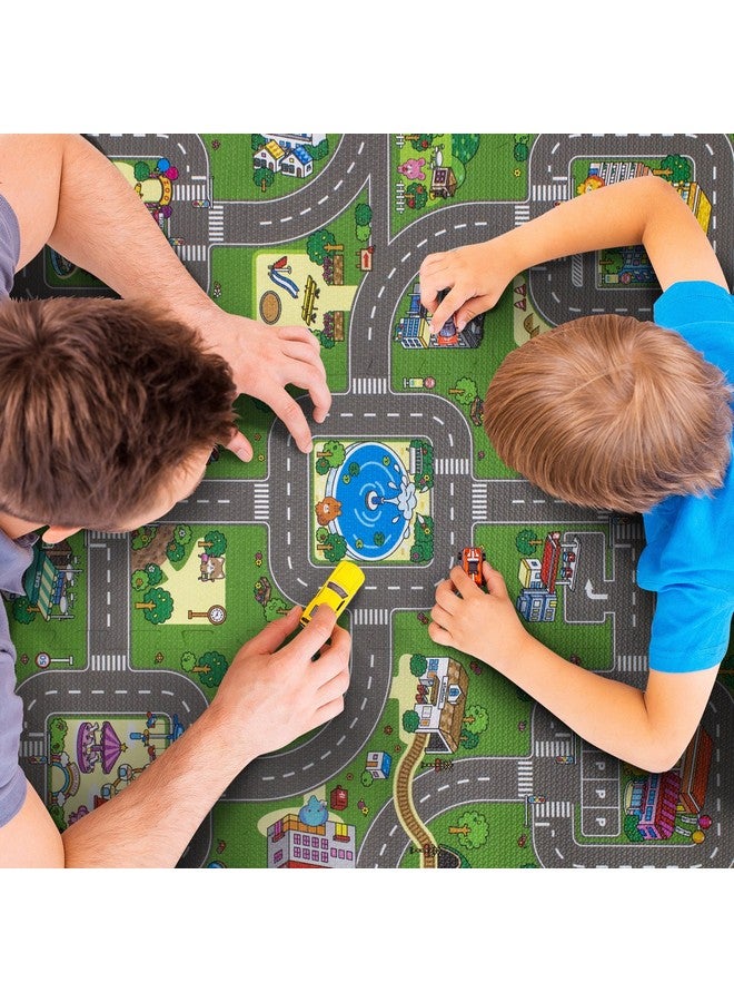 Sorbus Traffic Play Mat Puzzle Foam Interlocking Tiles Kids Road Traffic Play Rug Children Educational Playmat Rug Great For Playing With Toy Cars Trucks (9 Tiles With Borders) - Image 4