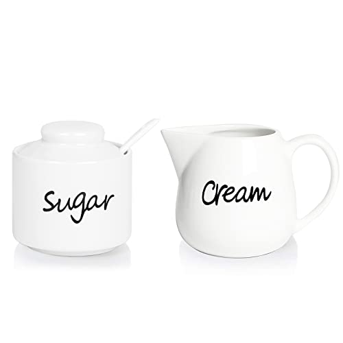 ONTUBE Porcelain Sugar and Creamer Set of 3,White - Image 1