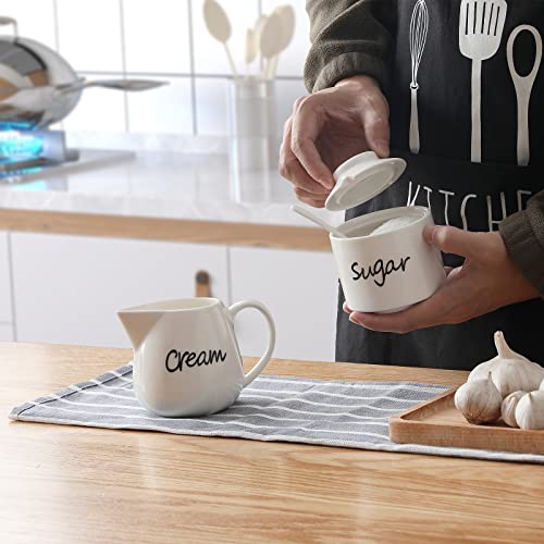 ONTUBE Porcelain Sugar and Creamer Set of 3,White - Image 2