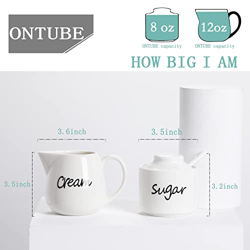 ONTUBE Porcelain Sugar and Creamer Set of 3,White - Image 3