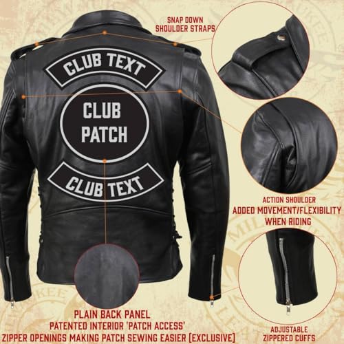Milwaukee Leather SH1011 Men's Classic Brando Premium Leather Black Motorcycle Riders Leather Jacket w/Side Laces - 4X-Large - Image 4