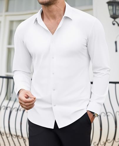 Lion Nardo Slim Fit Dress Shirts for Men Stretch Muscle Fit Long Sleeve Dress Shirts Wrinkle Free Formal Button Down Shirts - Image 4