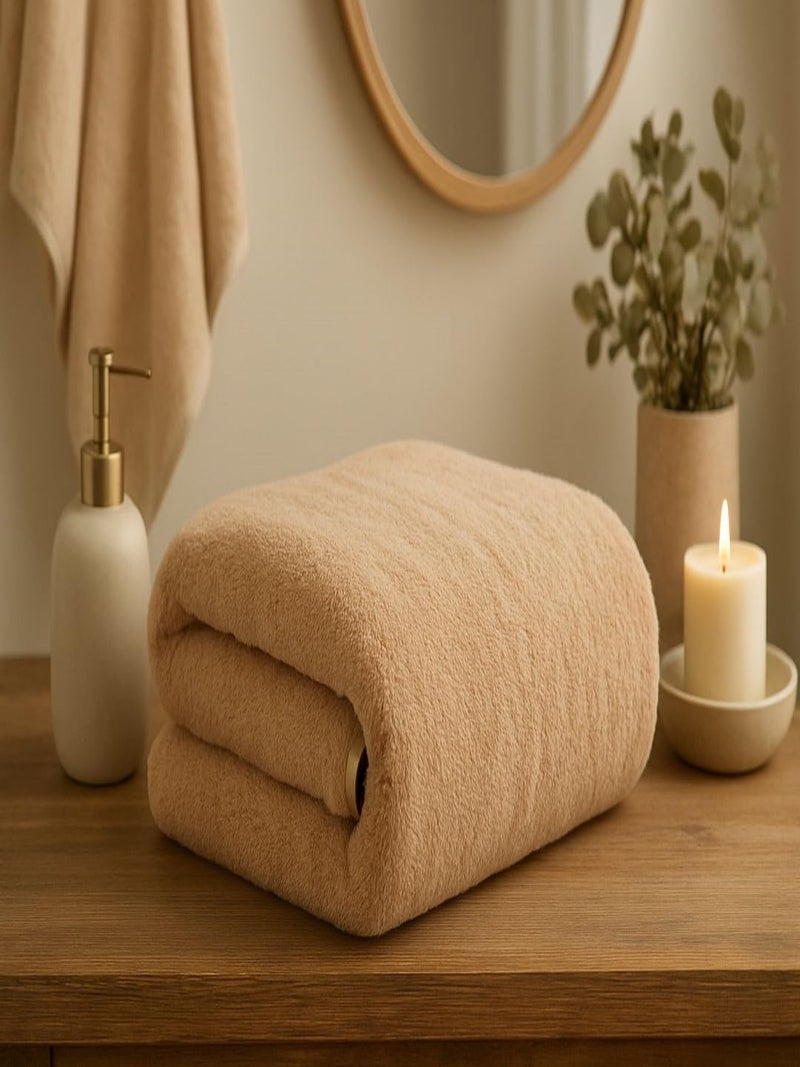 Fezora Microfiber Bath Towel for Men & Women – Large Size 70x140 cm, 400 GSM, Ultra Soft, Quick Dry, Lightweight & Super Absorbent Towel for Bathroom, Gym, Spa, Travel & Swimming (Beige) - Image 3